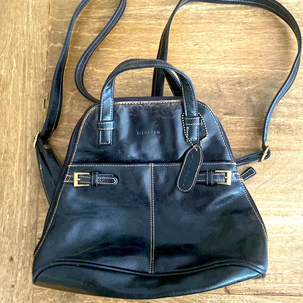 Real Black leather shoulder bag / cross body 
Made in Italy